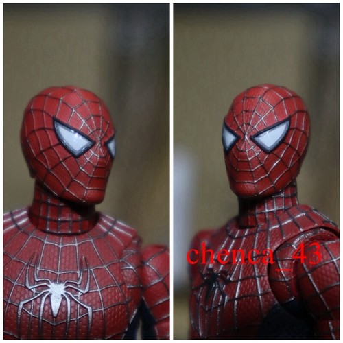 Painted 1/6 Tobey Maguire Mask Spider-man Head Carved for 6'' SHF Action Figure - Picture 4 of 9