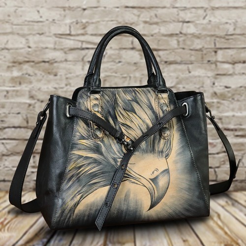 Genuine Leather Purse and Handbag for Women Hand Painted Crossbody Shoulder Bag - Picture 8 of 25