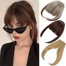 Thin Neat Bangs Real AS Human Hair Extensions Clip in on Front Fringe Hairpiece