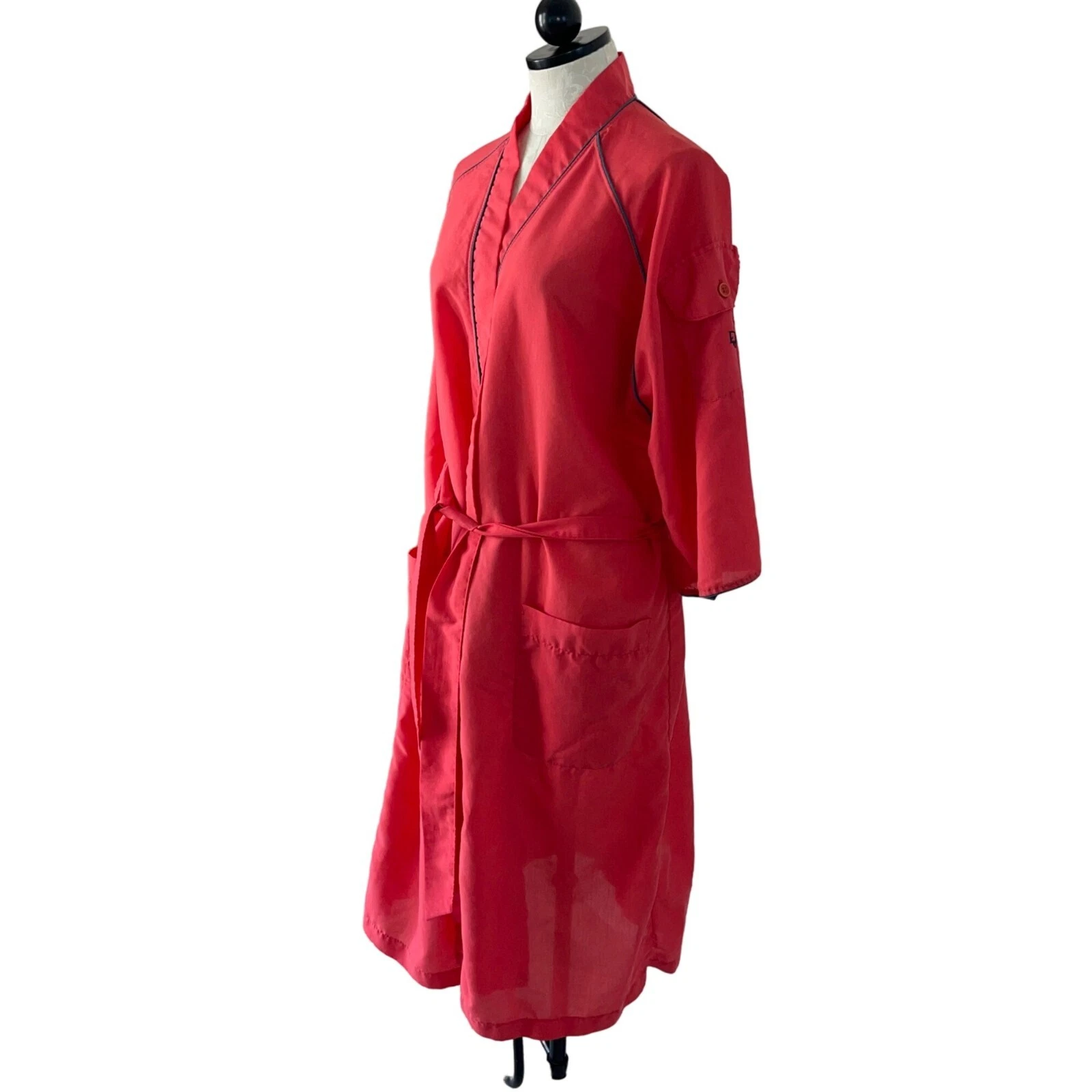 Christian Dior Monsieur Robe Homme Vintage Taille Unique Rouge Ceinture Poches Coton Rétro
