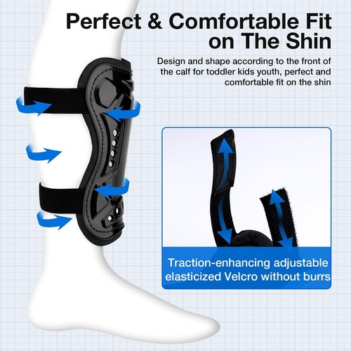 2 Pairs Soccer Shin Guards for Kids 3-14 Adjustable Strap Shin Pads