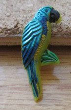 1 - Czech Glass Multicolored Parrot on a Yellow Button #57 29.02mm x 7.70mm