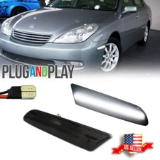 2x Smoked White LED Front Side Marker Lights For 02-03 Lexus ES300 & 04-06 ES330
