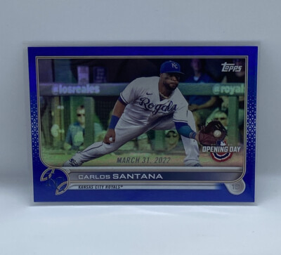 2022 Topps Opening Day Carlos Santana Blue Foil #158 Kansas City Royals 