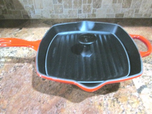 le creuset enameled cast iron panini press