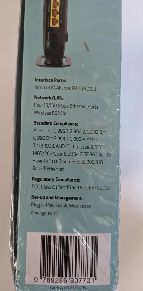 Actiontec PK5000 54 Mbps 4-Port 10/100 Wireless G Router (GE083AD4-08) - Image 4 of 4