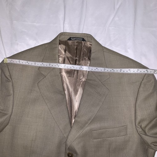 Stafford Wool Suit Jacket Men Beige Sz 40 - Picture 8 of 13