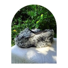 90s Y2k Grey and black fuzzy platform Mule NYLA slide sandals