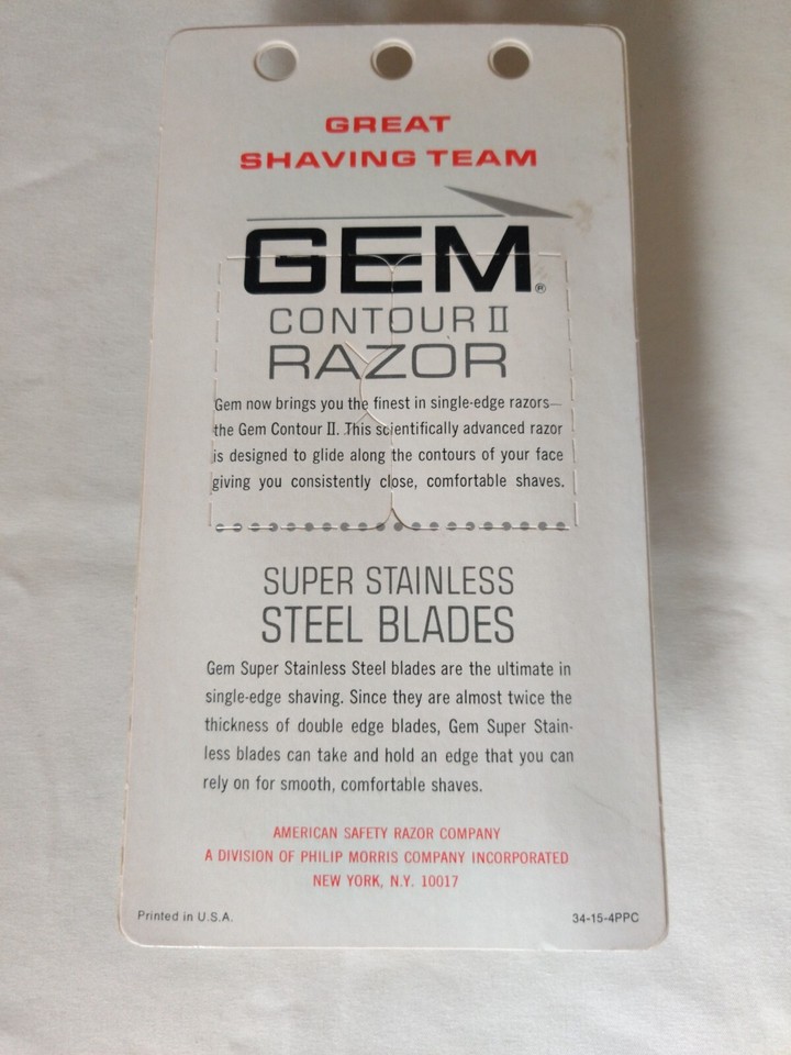 Gem Contour II Razor With 2 Super Stainless Steel Blades Vintage Old ...