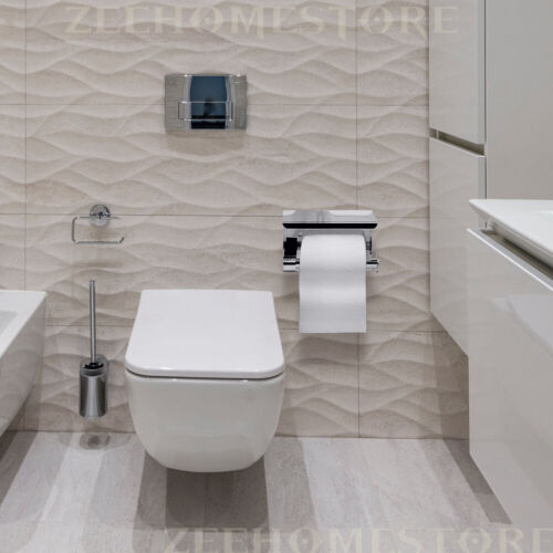 Toilet Paper Roll Holder Wall-Mounted With Mobile Phone Storage Bathroom Shelf - Picture 12 of 14
