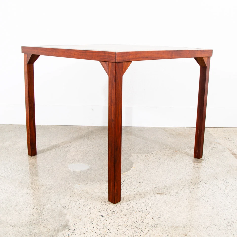 Mesa de comedor moderna de mediados de siglo tarjeta cuadrada de nogal macizo estudio personalizada vintage Foto 2 de 4