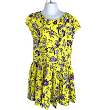 Janie and Jack Girls Floral Ruffle Toile Bird Yellow Short Sleeves Dress Size 8