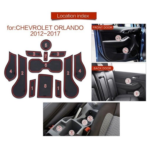 Interior Rubber Anti-Slip Door Groove Mats Gate Pad For Chevrolet Orlando 12-17 - Foto 5 di 15