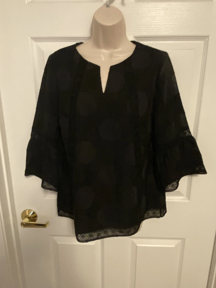 chicos size 0 dressy blouse black 3 4 sleeve nwt i64