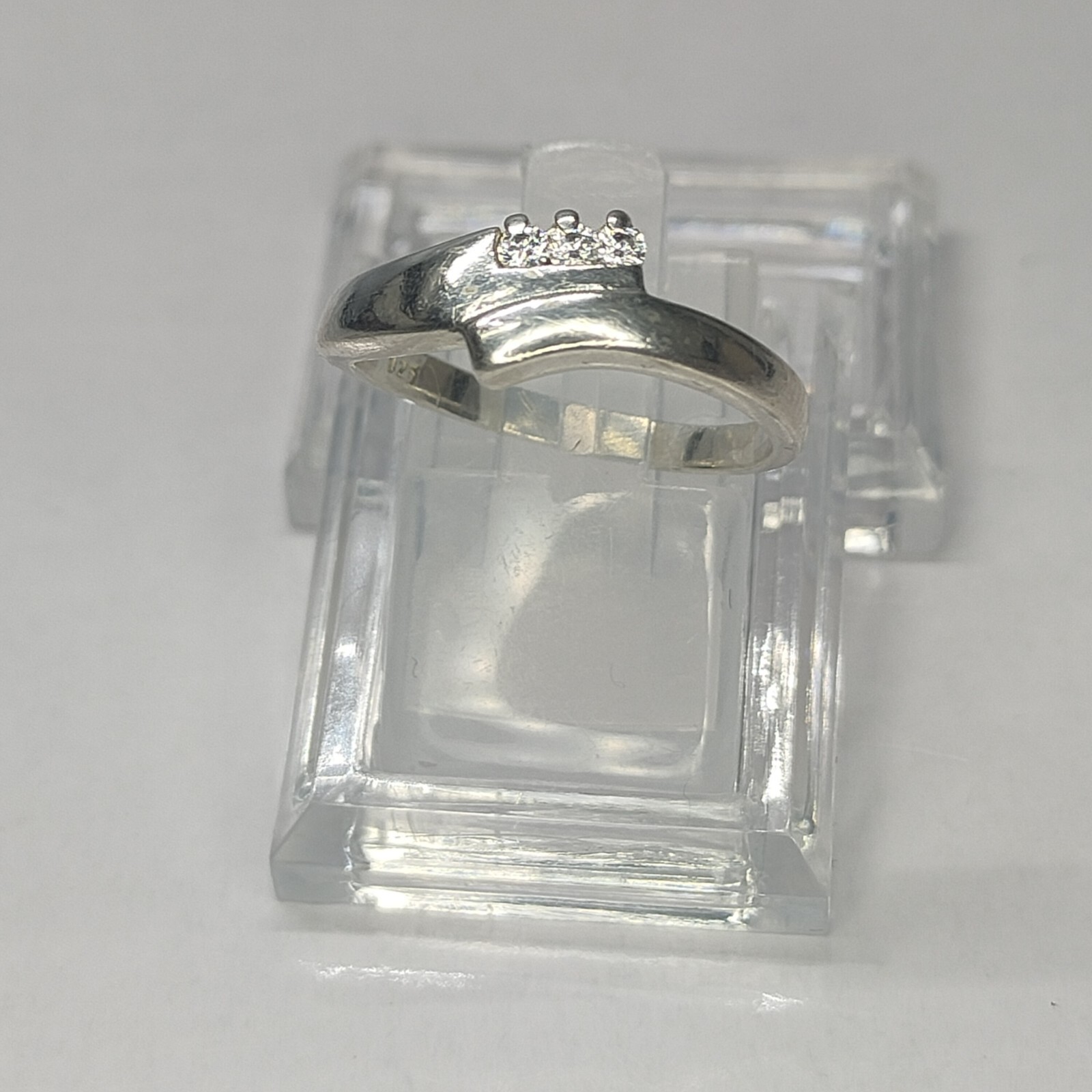 SOLID SILVER RING SUPERB DIAMONIQUE SPARKLING CUB… - image 1