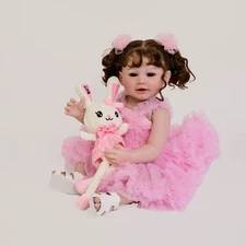 Full Body Vinyl Reborn Baby Dolls Girl 22in Cute Realistic Baby Doll Toddler