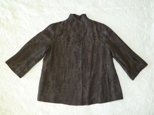 Chaqueta oscilante cuello embudo EILEEN FISHER Dark Choco reflector jacquard XS nueva con etiquetas $398 - Imagen 9 de 12