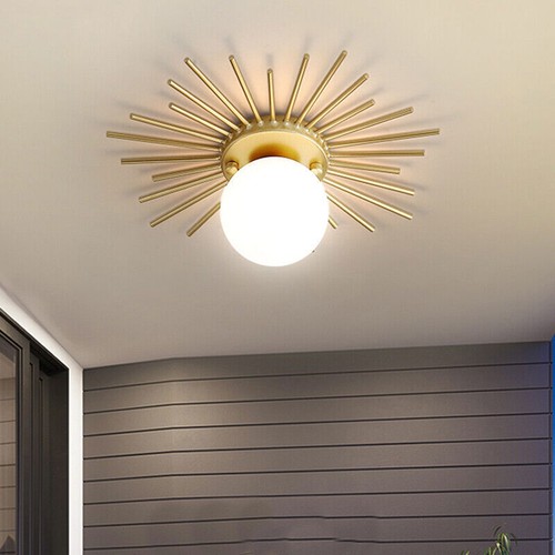 Modern Gold Sputnik Flush Mount Lamp Hallway Globe Glass Ceiling Light Fixture - Picture 5 of 12