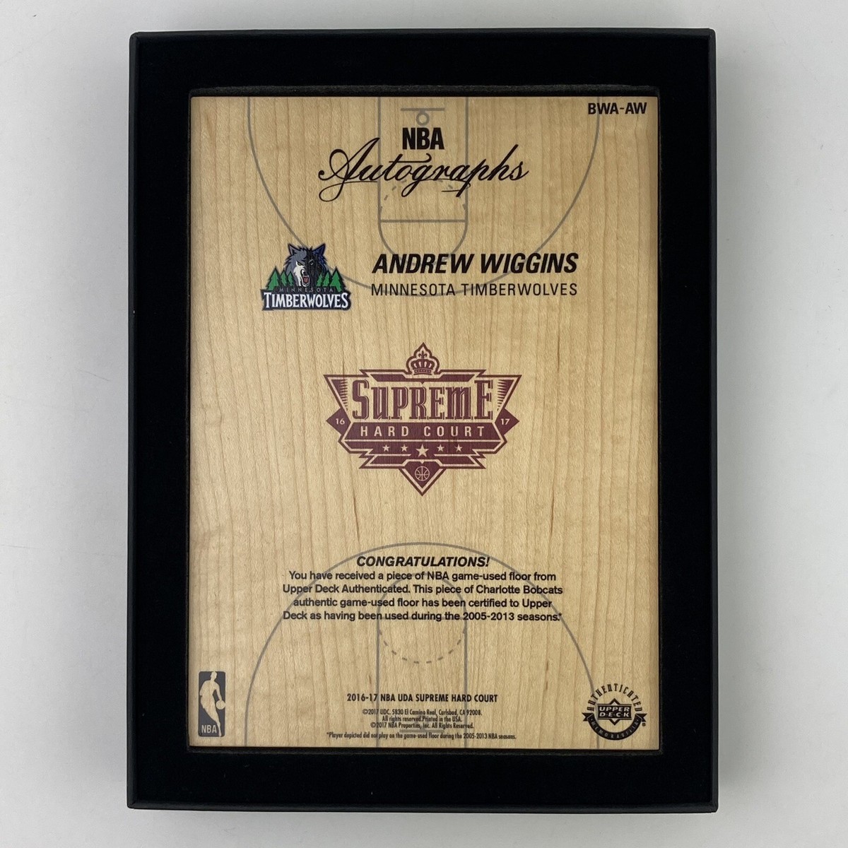 Upper Deck Supreme Hard Court Andrew Wiggins Auto Autograph UDA 