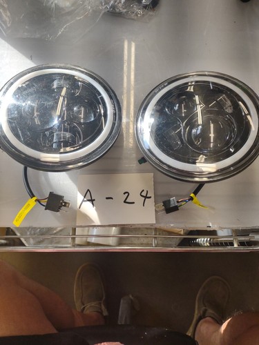 Black 7 Inch Round Led Headlights High. Low Beam Brand New