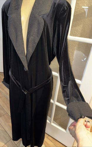 Jasmine Rose Velour W/Paisly & Rope Trim Full Length Robe Sz L cbb - Picture 5 of 11