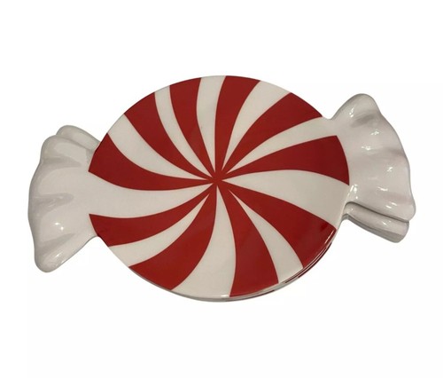 Peppermint Candy Shaped Christmas Melamine Appetizer Plate Set 4 Red White New - 第 8/10 張圖片