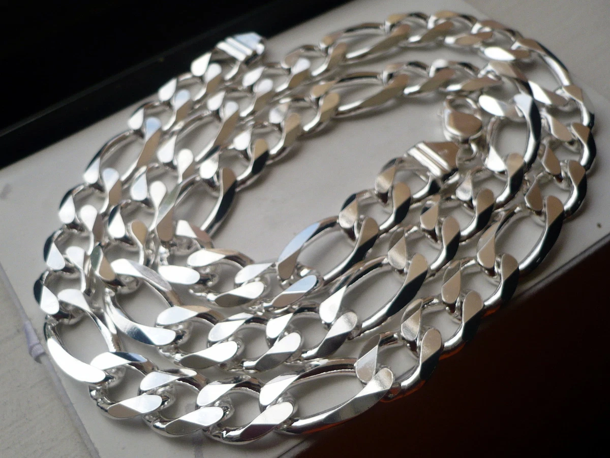 13mm 925 STERLING SILVER MEN S FIGARO LINK CHAIN NECKLACE 20
