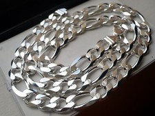 13mm 925 STERLING SILVER MEN'S FIGARO LINK CHAIN NECKLACE 20" - 36"