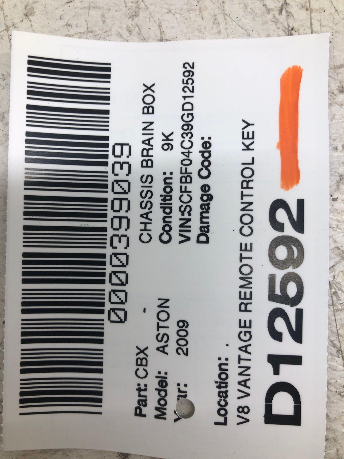 2009 ASTON MARTIN VANTAGE REMOTE CONTROL KEY SYSTEM CONTROL MODULE 30710072 OEM