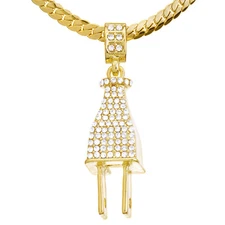 Men's Plug Pendant 20" / 24" Miami Cuban Chain Necklace MCP 1125