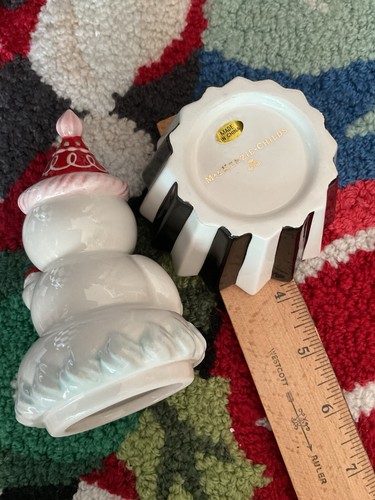 Mackenzie-Childs Holiday Sweets Snowman Cupcake Box With Courtly Stripe NIB - Picture 7 of 10