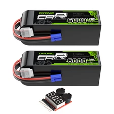 2x Ovonic 22.2V 120C 6S 6000mAh Lipo Battery EC5 with Battery Voltage Tester