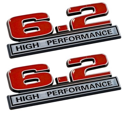 Camaro ZL1 Corvette LS3 Red & Chrome 6.2 High Performance 5'' Fender Emblems