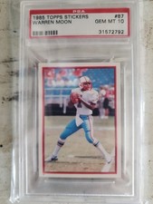 Warren Moon 1985 Topps Stickers Rookie Card PSA 10 Gem Mint. rookie card picture