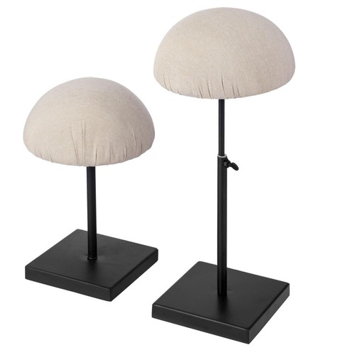 Black Metal Dome Hat Holder Rack,Adjustable Tabletop Wig Display Stand Set of 2 - Picture 2 of 7
