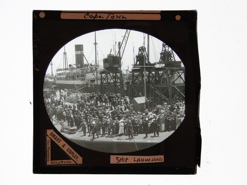 Ship Launching Cape Town South Africa - Glass Magic Lantern Slide