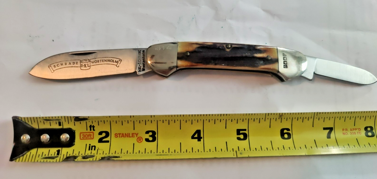 VINTAGE I*XL SCHRADE WOSTENHOLM STAG CANOE KNIFE MADE IN SHEFFIELD