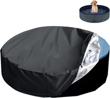 round Dog Pool Cover, 63 Inch /160Cm, Black, Waterproof & Dustproof, Drawstring 