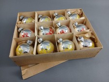 12er-SET DDR Christbaumkugeln a. Thüringen Glas bunt original Karton Weihnachten