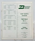 BN Fort Worth division ETT No 3 4/7/1991 Burlington Northern employee timetable — photo 1