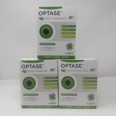 3x Optase Eyelid Cleansing Wipes Lot of 3 New Sealed Tea Tree Oil TTO