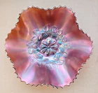 Dugan HUGE 10 1/2" COSMOS VARIANT AMETHYST CARNIVAL GLASS - NICE BOWL - B3--