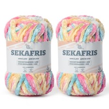 Fuzzy Chunky Chenille Yarn for Crocheting  Soft Plush Yarn for Hand Knitting  B...