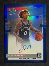 2020 Donruss Optic TYRESE MAXEY Rated Rookie RC ON CARD AUTO Blue /49