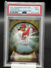 Juan Soto 22/50 2021 Stadium Club Chr. Gold Refractor Crystal Ball jersey match!