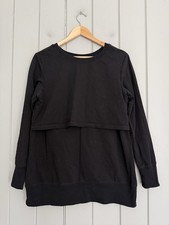 Latched Mama Nursing Sweatshirt XS Black Pullover Thumb Holes Baby Wearing Back