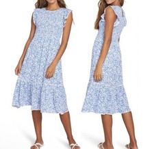 Lost + Wander Ditzy Floral Coastal Grandma Boho Cottagecore Ruffle Midi Dress M