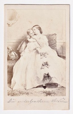 The interrupted reading / mother child painting painting CDV photo photo 1870