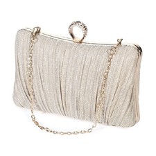 Elegant Pleated Glitter Evening Bags Clutch for Women Formal Bridal Wedding P...