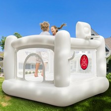 Bounce House Toddler Indoor Outdoor 68x68x58.2 inch White PVC Waterproof 3-6